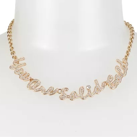 BCBGeneration Jewelry - BCBGeneration Gold Tone pave “ you are solid gold’ collar necklace